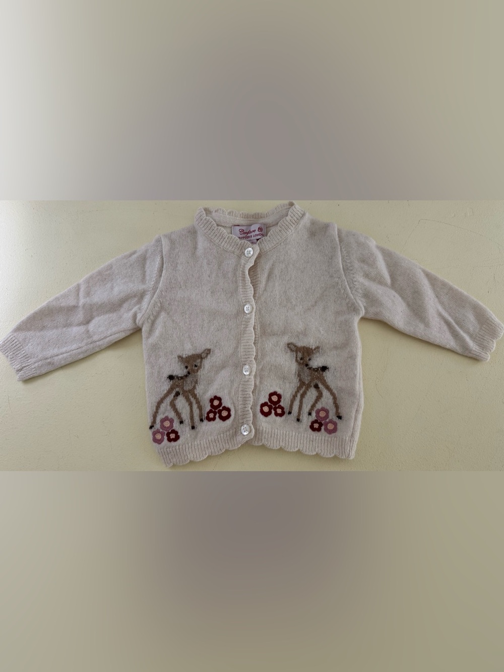 Confiture Trotters London Deer Wool Cashmere Cardigan 3-6M Ivory Baby